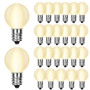 g40 replacement light bulbs, 5 watt frosted white globe incandescent bulbs fits e12 candelabra base, christmas string lights bulbs for indoor outdoor patio decor, 2200k warm white -25 pack