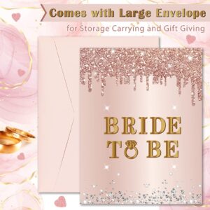 Kircirx Bachelorette Party Decorations Bridal Shower Card with Envelope, Jumbo Rose Gold Bride To Be Guest Book Party Supplies, Pink Extra Large Hens Night Women Wedding Engagement Greeting Card