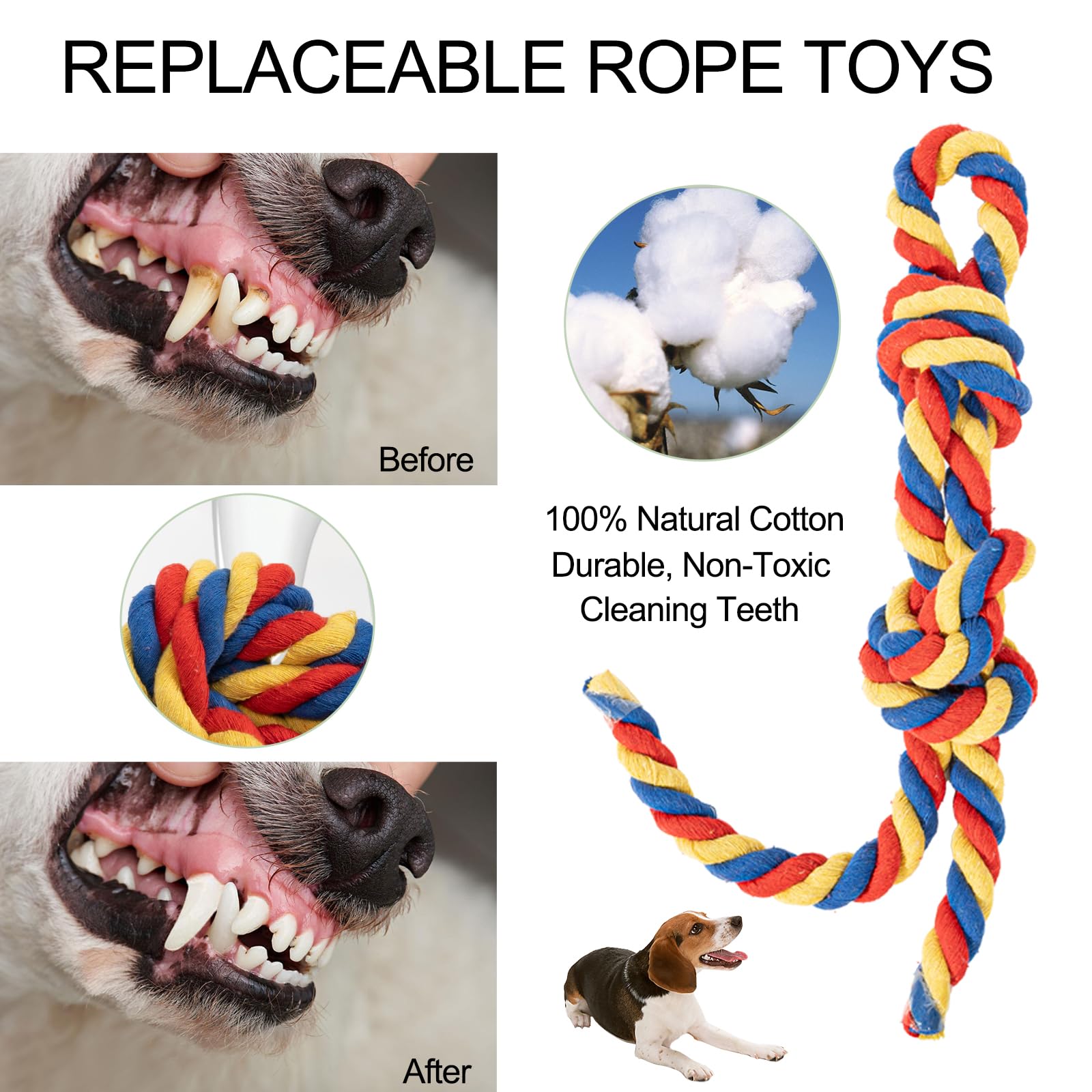 KLLOUZE Dog Bungee Tug Toy Hanging Dog Rope Toy Indoor Outdoor Pull Interactive Toys with 1 DIY Chew Rope for Small Medium to Large Dogs