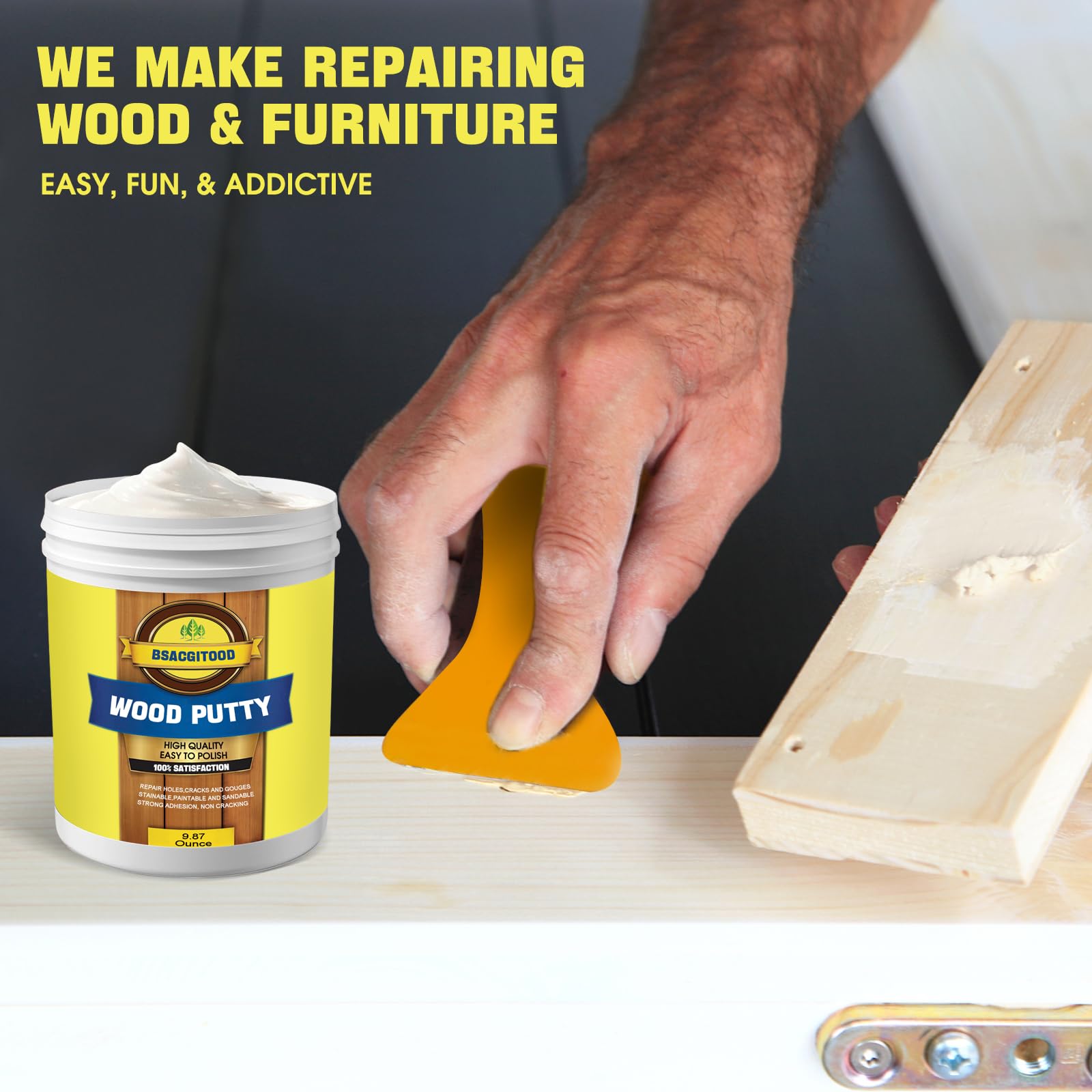 Wood Filler,Wood Putty - Wood Putty Filler, Wood Filler Paintable, Wood Furniture Repair Kit Can Quickly Repair Damaged Holes, Cracks and Chips. White Wood Filler - 9.87 Ounce (White)