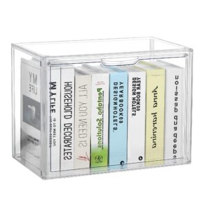 lxlxxl cube storage organizer acrylic book case display case box stackable book storage containers with magnetic door clear plastic portable book organizer for living room bedroom 1 pack