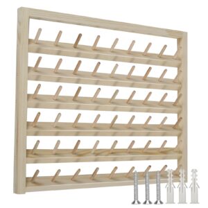 us wooden thread holder 48/54 spool wooden thread rack wall mounted sewing thread holder with screws multi purpose sewing thread holder organizer for embroidery sewing threads hair band(54 axis)