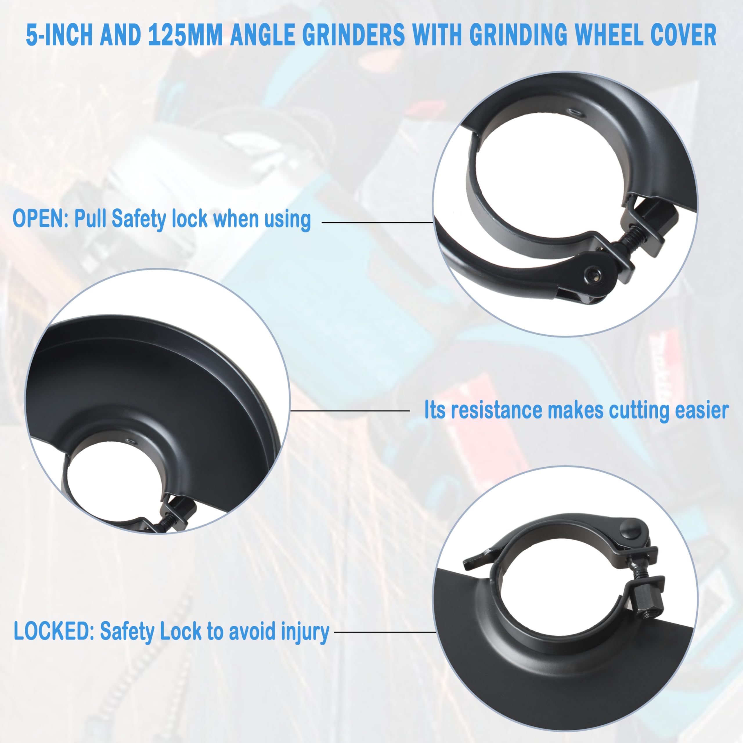 Rawolp 5 inch Grinder Guard 125mm for DEWALT BOSCH MAKITA XAG04T XAG04Z XAG09Z XAG11Z RYOBI METABO Angle Grinders