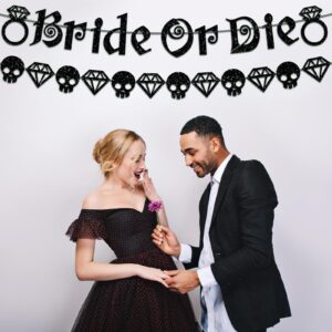 Generic Bride or Die Bachelorette Banner Party Decorations,Till Death Do Us Party,Black Glitter letters Bachelorette Party Decor Banner,Funny Wedding Engagement,Bridal Shower Party Decorations