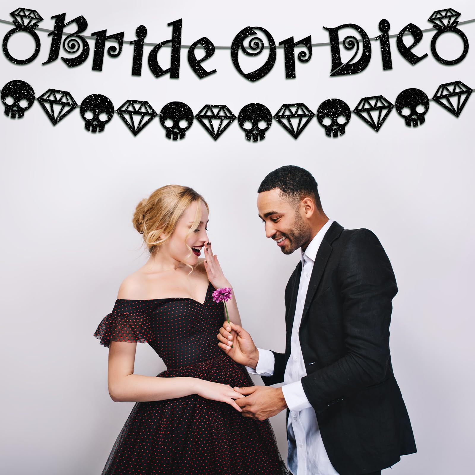 Generic Bride or Die Bachelorette Banner Party Decorations,Till Death Do Us Party,Black Glitter letters Bachelorette Party Decor Banner,Funny Wedding Engagement,Bridal Shower Party Decorations