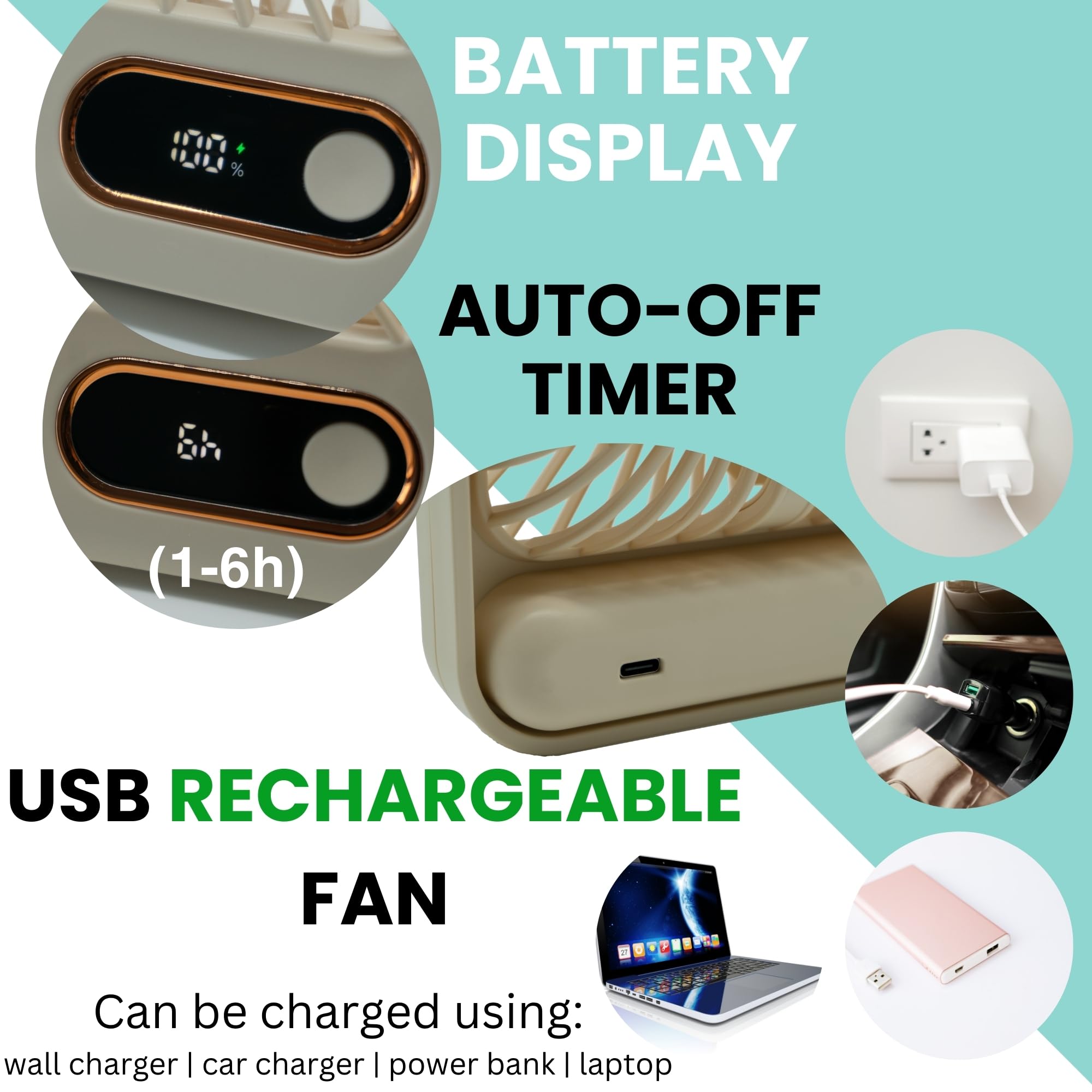 Cruise Ship Approved Fan - 4000mAh Long Lasting Battery - Magnetic Fan Hook to Hang, Rechargeable Travel Fan for Cruise Ship Cabin Approved - Portable Wireless Fan for Cruise Ship Cabin