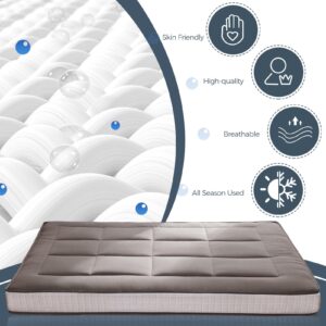 MAXYOYO 6" Extra Thick Floor Futon Mattress, Foldable Mattress Tatami Pad Floor Mattress for Adults Floor Bed Roll Up Mattress Guest Mattress, Dark Grey, Full