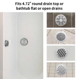 Ohtomber Shower Drain Hair Catcher - 2PCS 4.72” Shower Stall Sink Drain Cover Strainer, Stainless Steel Bathtub Hair Trap Stopper, Bathroom Floor Drain Hair Filter Screen Protector with Silicone Rim