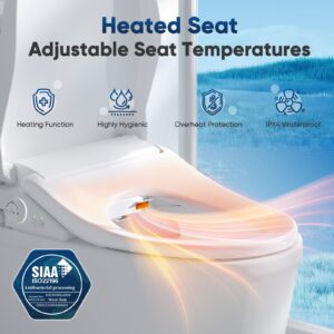 FVZ Bidet Toilet Seat Elongated Smart Heated Toilet Seat with Warm Water & Dryer, Feminine & Child Wash, Self-Clean Stainless Steel Nozzle, Adjustable Water Pressure, Slow Close Lid