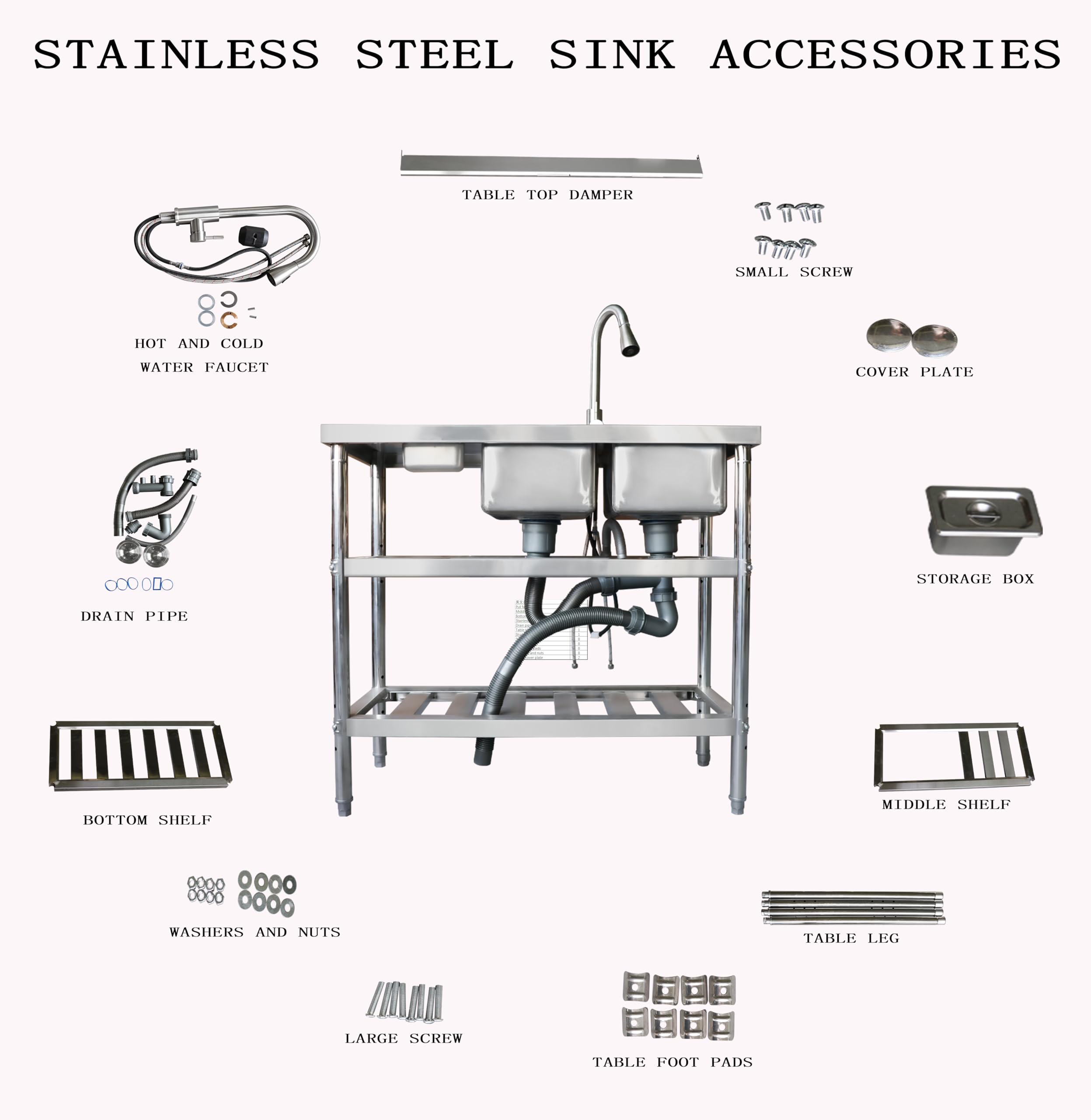 304 Stainless Steel Utility Sink Station - Left-Hand Operating Platform, 47.2 * 19.7 * 35.3 Inch Free Standing Commercial Grade Sink for Outdoor and Indoor Use - NSF Certified