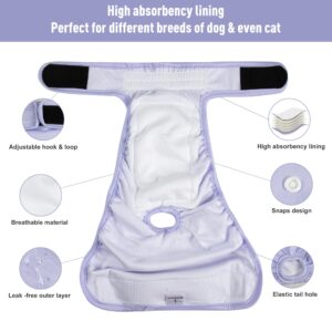 ZINGTERRA 3 Pack Washable Female Dog Diapers,Reusable Diaper for Doggie,Highly Absorbent Dog Diaper,Adjustable Leakproof Puppy Diapers Skirt for Heat,Incontinence,Period Doggy Nappies S