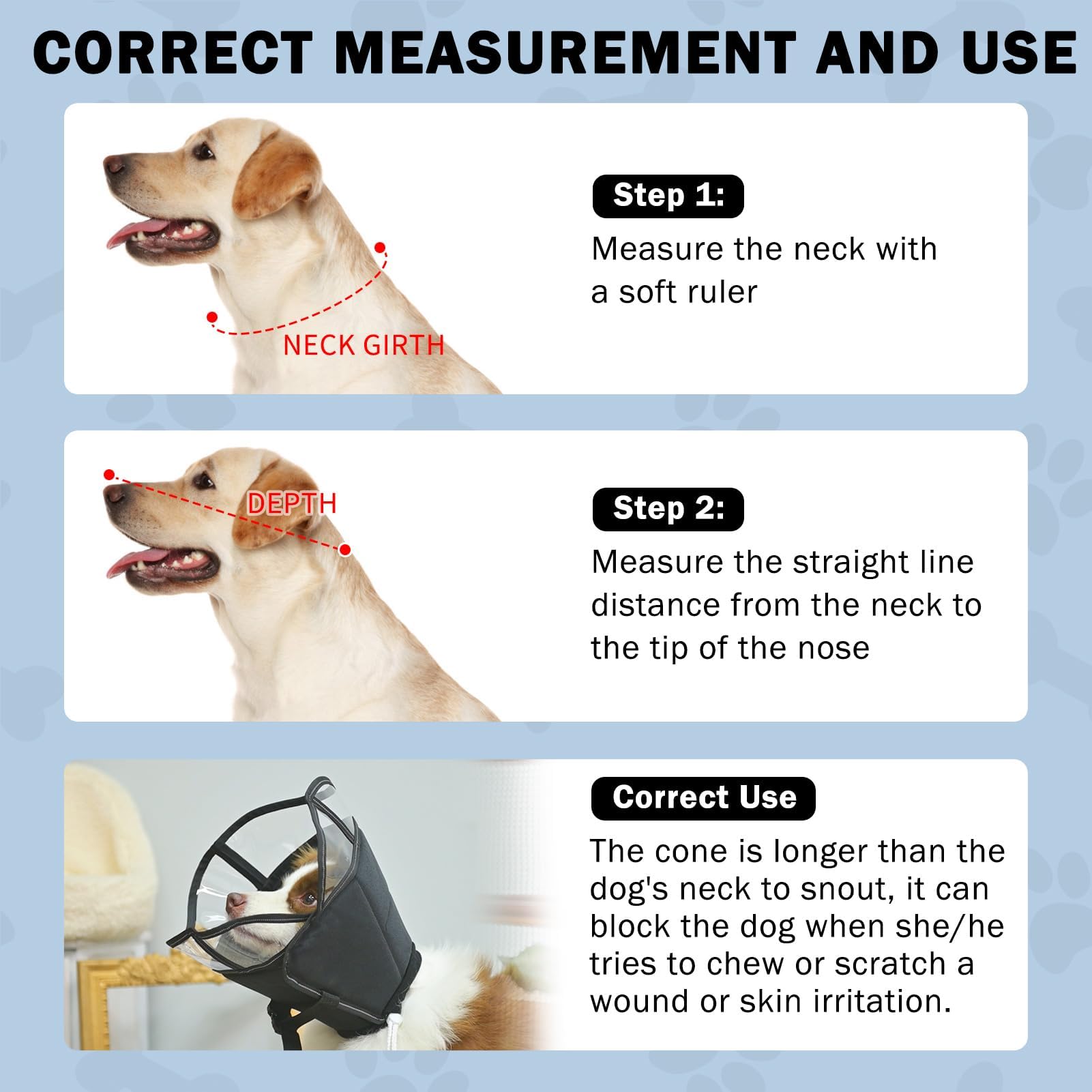 SCENEREAL Dog Cone for Dogs After Surgery, Adjustable Dog Cone Collar Alternative to Stop Licking for Wound Care, Spay, Neuter, Soft Recovery Cone for Medium Large Size Dog, E-Collar Neck Collar