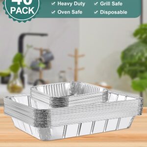 NEEBAKE 40 Pack Disposable Aluminum Pans Combo Set - 20 Large 9x13 Aluminum Foil Pans Half Size & 20 Small 8x8 Tin Foil Baking Pans, Tin Trays Containers for Meal Prep, Food Cooking, Roasting, Heating