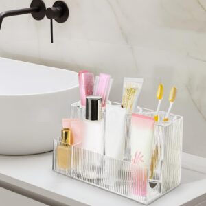 KIMCHOMERSE Hair Tool Organizer, Hair Styling Tool Holder for Vanity, Bathroom Countertop Storage for Toiletries, Makeup, Blow Dryers and Accessories -Clear Acrylic