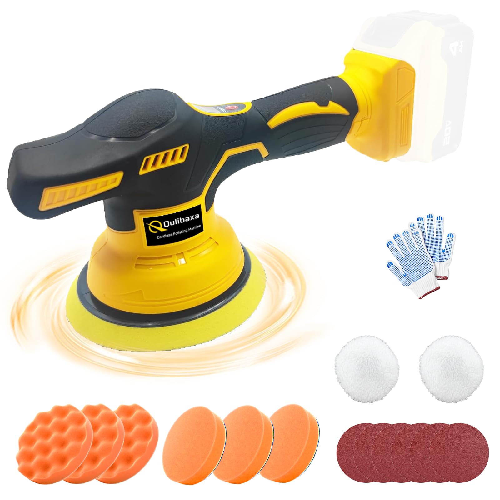 Cordless Car Polisher for Dewalt 20V Battery, 8 Variable Speed Up to 7000RPM Brushless Random Orbital Polisher, 6-Inch Cordless Buffer Polisher for Car Detailing/Polishing/Waxing, Tool Only