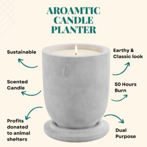 Matani Concrete Cement Candle Planter - Aromatherapy Candles for Home Scented, Soy Candles - Scented Candle & Dual Purpose Jar Candles, Strong Scented Candles Gift - Black Sandalwood