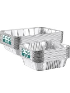 neebake 40 pack disposable aluminum pans combo set - 20 large 9x13 aluminum foil pans half size & 20 small 8x8 tin foil baking pans, tin trays containers for meal prep, food cooking, roasting, heating