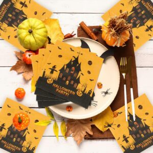 Halloween Napkins, Halloween Napkins Disposable, 50 Pcs Paper Napkins Halloween Party Decorations, Cocktail Napkins Paper Towel for Halloween Dinner Kitchen Toilet Bathroom Birthday Party Supplies