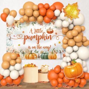 aibiin 102pcs fall pumpkin baby shower decorations orange little pumpkin balloon garland arch kit with little pumpkin backdrop autumn pumpkin baby shower balloon arch kit party decorations supplies