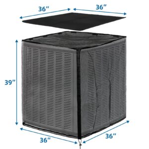 Air Conditioner Cover, 36" x 36" x 39" Mesh Breathable AC Unit Cover with Detachable Waterproof Top, All Season Protection, Air Conditioner Defender Cover for Outside Cottonwood, Leaves