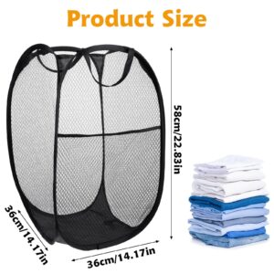 Sibba Pop Up Hamper Mesh Laundry Bag Foldable Basket Travel Black Hamper Pocket Cloths Storage with Handles Large Pop Up Hamper Portable Laundry Organization for Laundry Room Bathroom Dorm