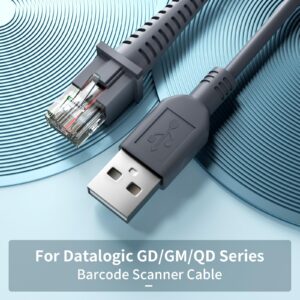 (2PCS) 6ft Barcode Scanner USB Cable GD4130 Cable for Datalogic GD4500 Cable GD4310 GD4300 GD4330 GD4410 GD4430 GD4400 GPS4490 GD4590 GD4590-BK GD4590BK QD2131 QD2430 GD4590HD GD4590 GD4132 Cord