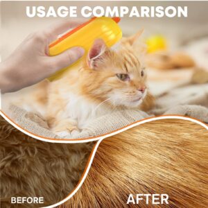 Cat Steam Brush, 3 In 1 Self-Cleaning Steam Cat Brush for Shedding with Release Button, Cat Deshedding Hair Brush with Steam for Long & Short Haired Cats and Dogs, Removes Tangled and Loose Hair