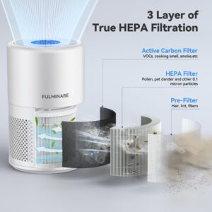 FULMINARE Air Purifiers for Home Large Room, 1095 Ft² Coverage, True HEPA Air Purifier for Bedroom, Pets, Smokers, PM2.5, VOCs... Air Cleaner with Auto Variable Frequency, Sleep Mode, Timer