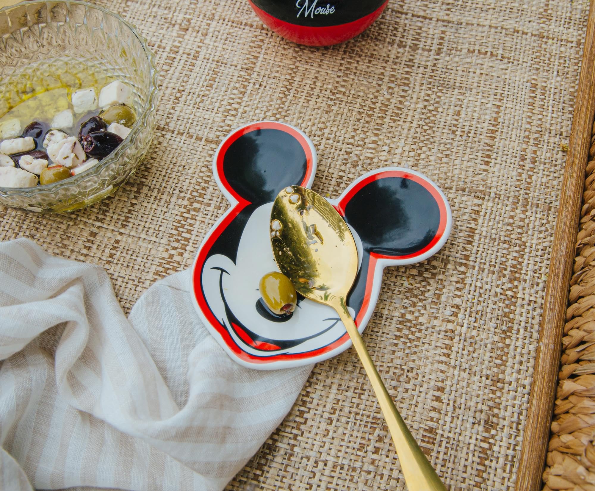 Disney Mickey Mouse Sculpted Ceramic Spoon Rest Holder | Kitchen Organizer For Utensils To Keep Countertop Clean