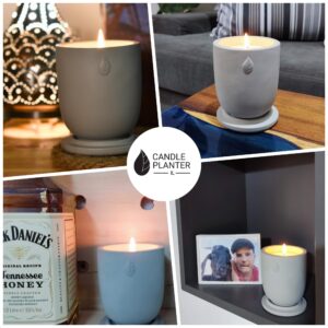 Matani Concrete Cement Candle Planter - Aromatherapy Candles for Home Scented, Soy Candles - Scented Candle & Dual Purpose Jar Candles, Strong Scented Candles Gift - Black Sandalwood