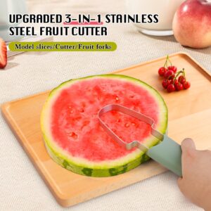 Watermelon Fork Slicer Cutter,3-in-1 Watermelon Cutter Slicer Tool, Stainless Steel Watermelon Popsicle Cutter Tool,Melon Cutter Knife Portability Fruit Fork for Camping Kitchen Gadgets