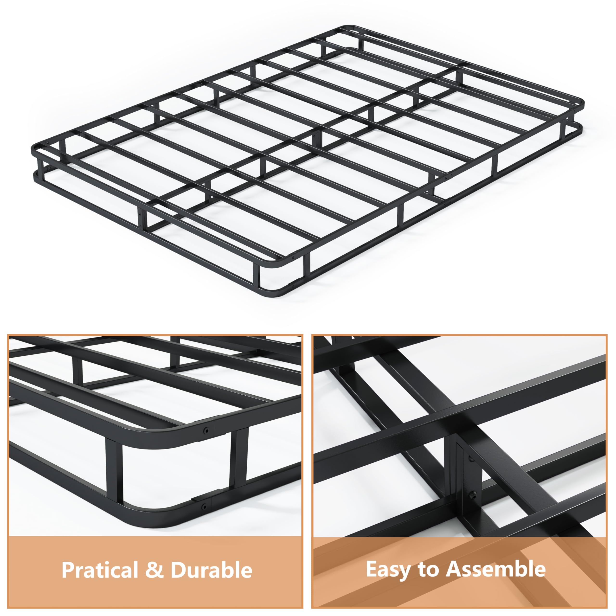 Full Box Spring 5 Inch, Heavy Duty Metal Box Spring Bed Base with Easy Assembly, Mattress Foundation Full, Strong Metal Frame, Noise Free, 3000lbs Max Weight Capacity