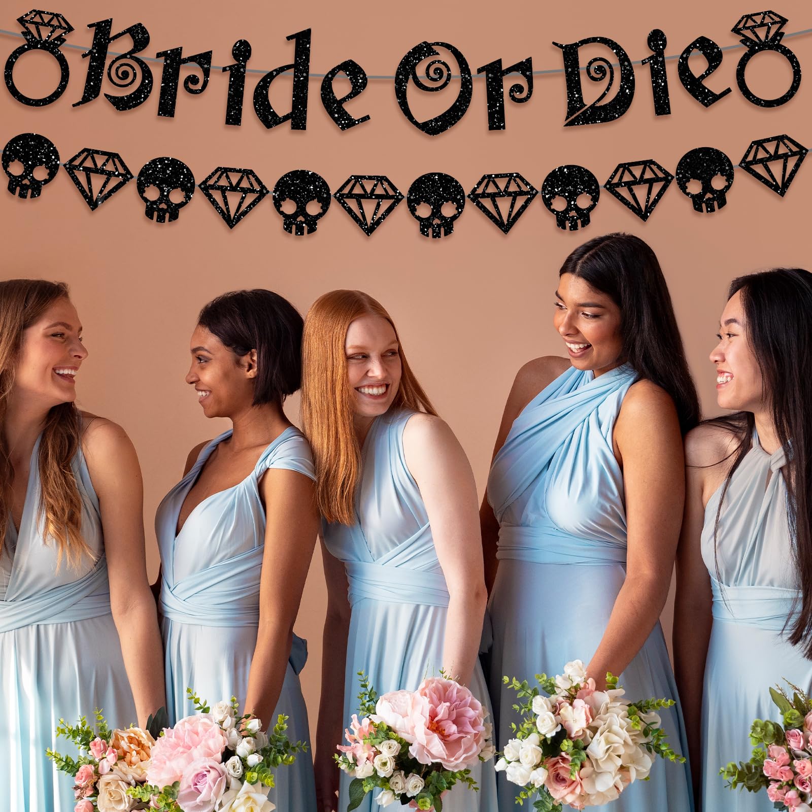 Generic Bride or Die Bachelorette Banner Party Decorations,Till Death Do Us Party,Black Glitter letters Bachelorette Party Decor Banner,Funny Wedding Engagement,Bridal Shower Party Decorations