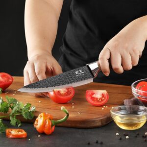 XZZWLL Chef Knife Set, 3 Pieces Kitchen Knives with Sheath, 7” Chef knife 6” Cleaver knife and 5.5” Boning Knife - Ergonomic Handle with Anti-Corrosion Blade