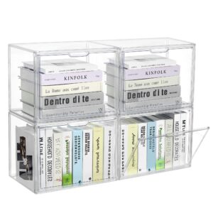 lxlxxl cube storage organizer acrylic book case display case box stackable book storage containers with magnetic door clear plastic portable book organizer for living room bedroom 1 pack