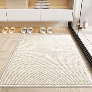 Yancorp 2'x3' Small Area Rug Beige White Berber Rug Indoor Door Mat Entrance Entry Way Rug Non-Slip Doormat No Shed Jute-Look Rugs Patio Porch Washable Rugs