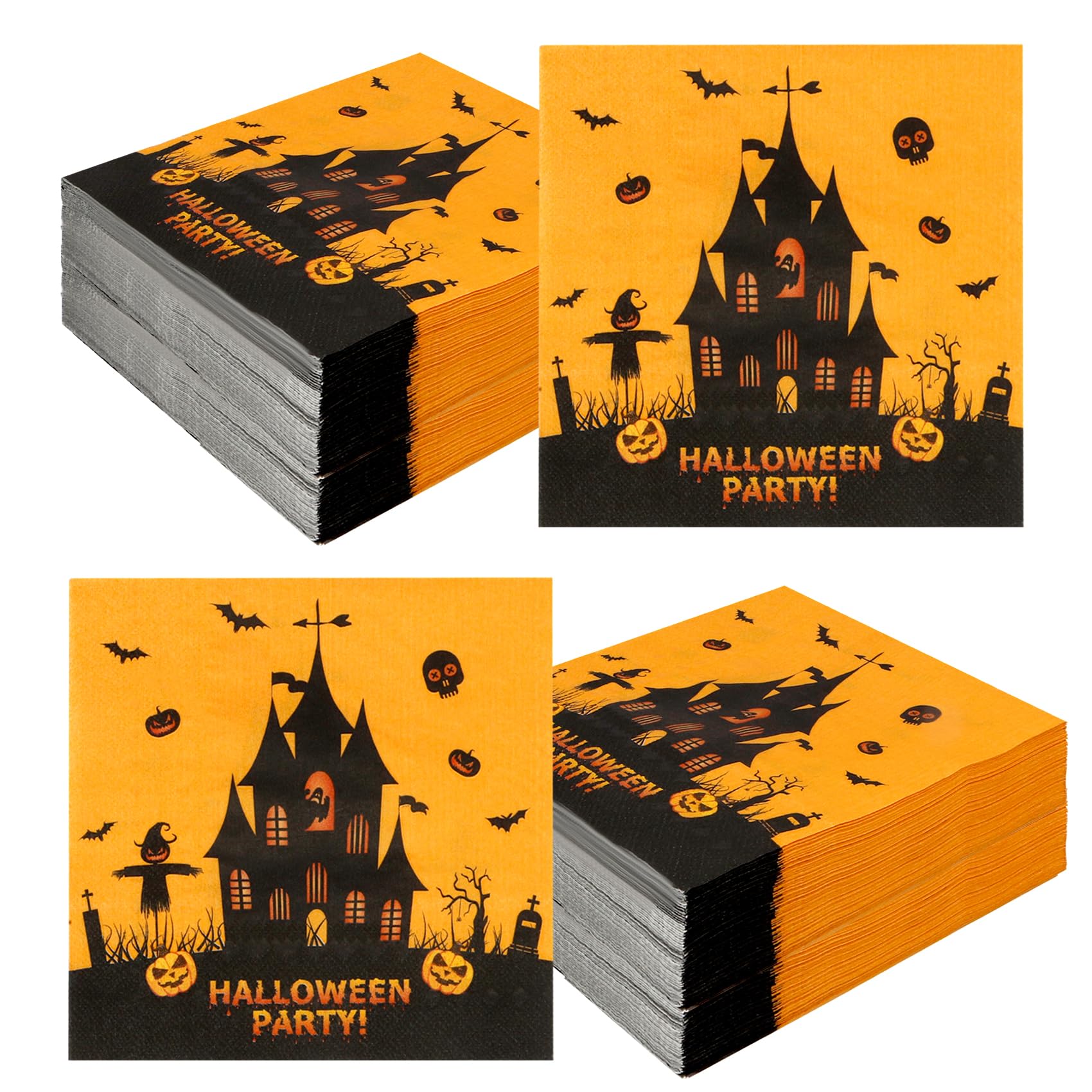 Halloween Napkins, Halloween Napkins Disposable, 50 Pcs Paper Napkins Halloween Party Decorations, Cocktail Napkins Paper Towel for Halloween Dinner Kitchen Toilet Bathroom Birthday Party Supplies