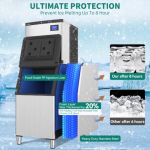 YITAHOME Commercial Ice Maker Machine 550LBS/24H with 360 LBS Storage Bin, Industrial Ice Machine with Ice Scoop & Bucket, Stainless Steel Industrial Ice Maker for Restaurant Bar Business Cafe Shop