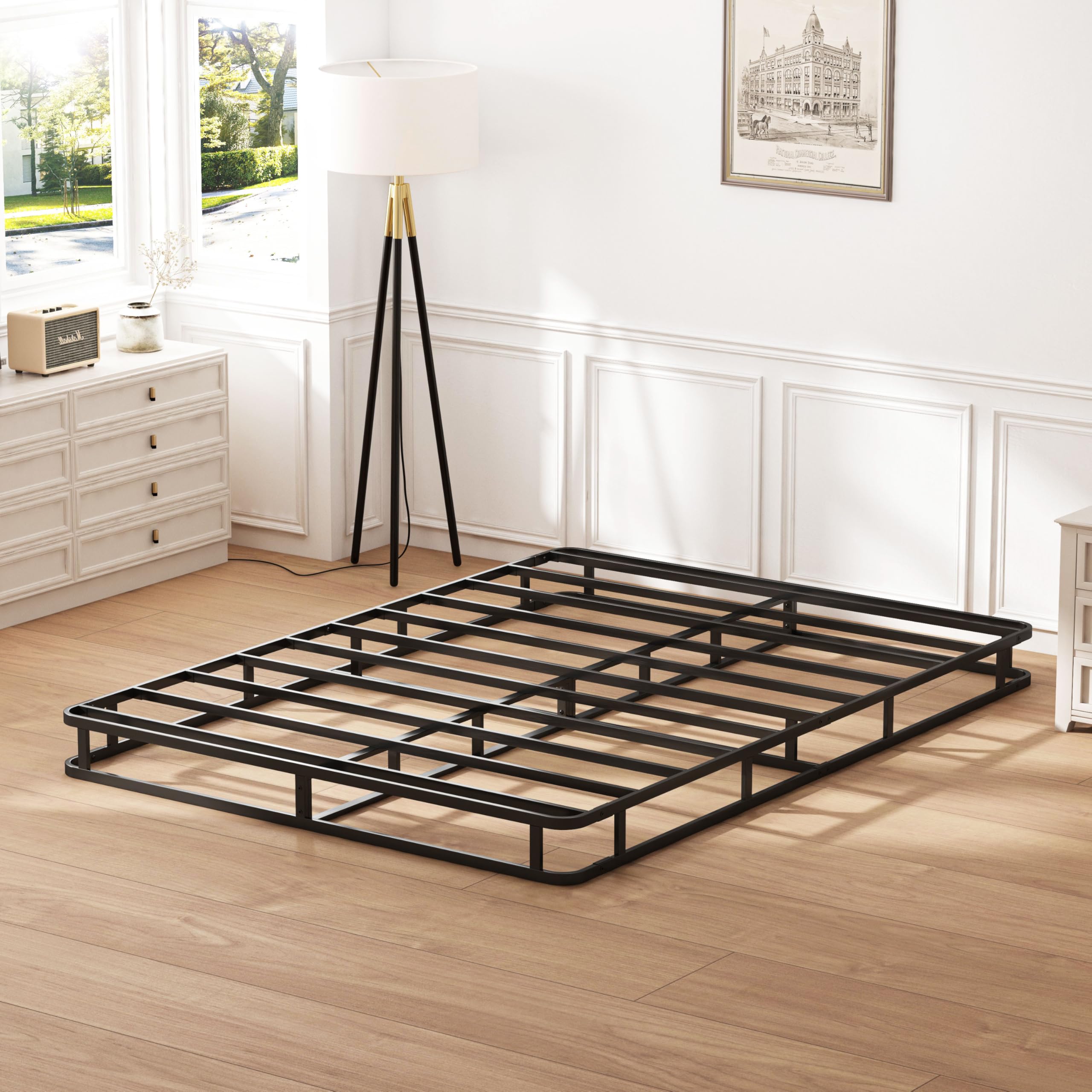 Full Box Spring 5 Inch, Heavy Duty Metal Box Spring Bed Base with Easy Assembly, Mattress Foundation Full, Strong Metal Frame, Noise Free, 3000lbs Max Weight Capacity