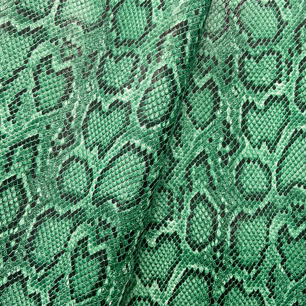 12"x54" Snake Patterned PU Faux Leather,Embossed Snake Textured Faux Synthetic Leather Fabric for Home Decoration DIY Sewing Clothes Project Bows Earrings Making Craft Green