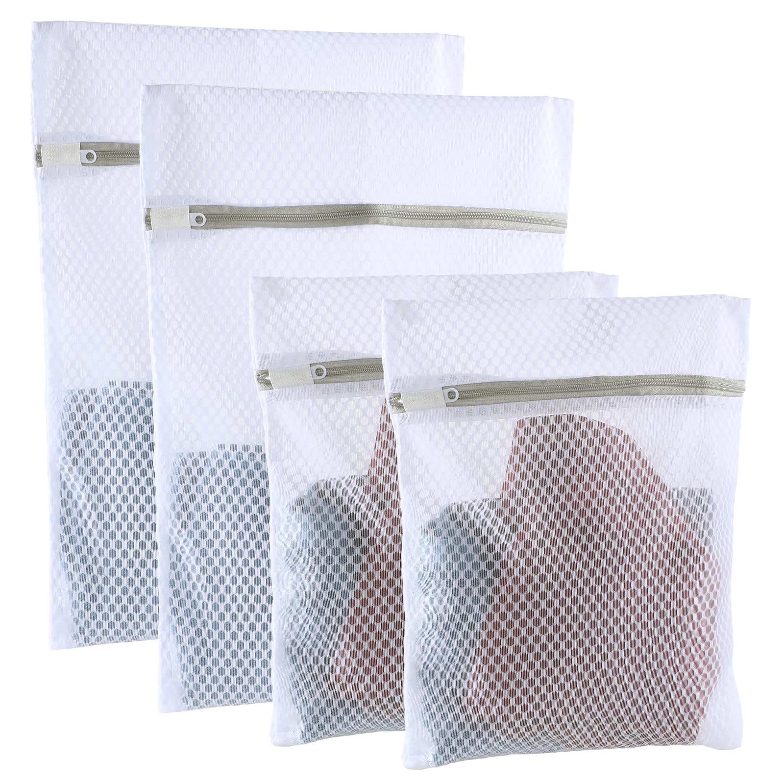 Oruola 4pcs Laundry Bag for Washing Machine,Mesh Bags with Zipper,9.8 X 11.8 In & 11.8 X 15.7 In Garment Washing Bag for Delicates,Sock Bag for Washing Machine,Laundry Washing Bag for Bed Sheet Bra