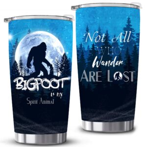 tkintall big foot sasquatch gifts tumbler,bigfoot gifts for men, funny idea for bigfoot sasquatch lover stainless steel insulated tumbler 20oz, funny gifts for campers wander gifts cup