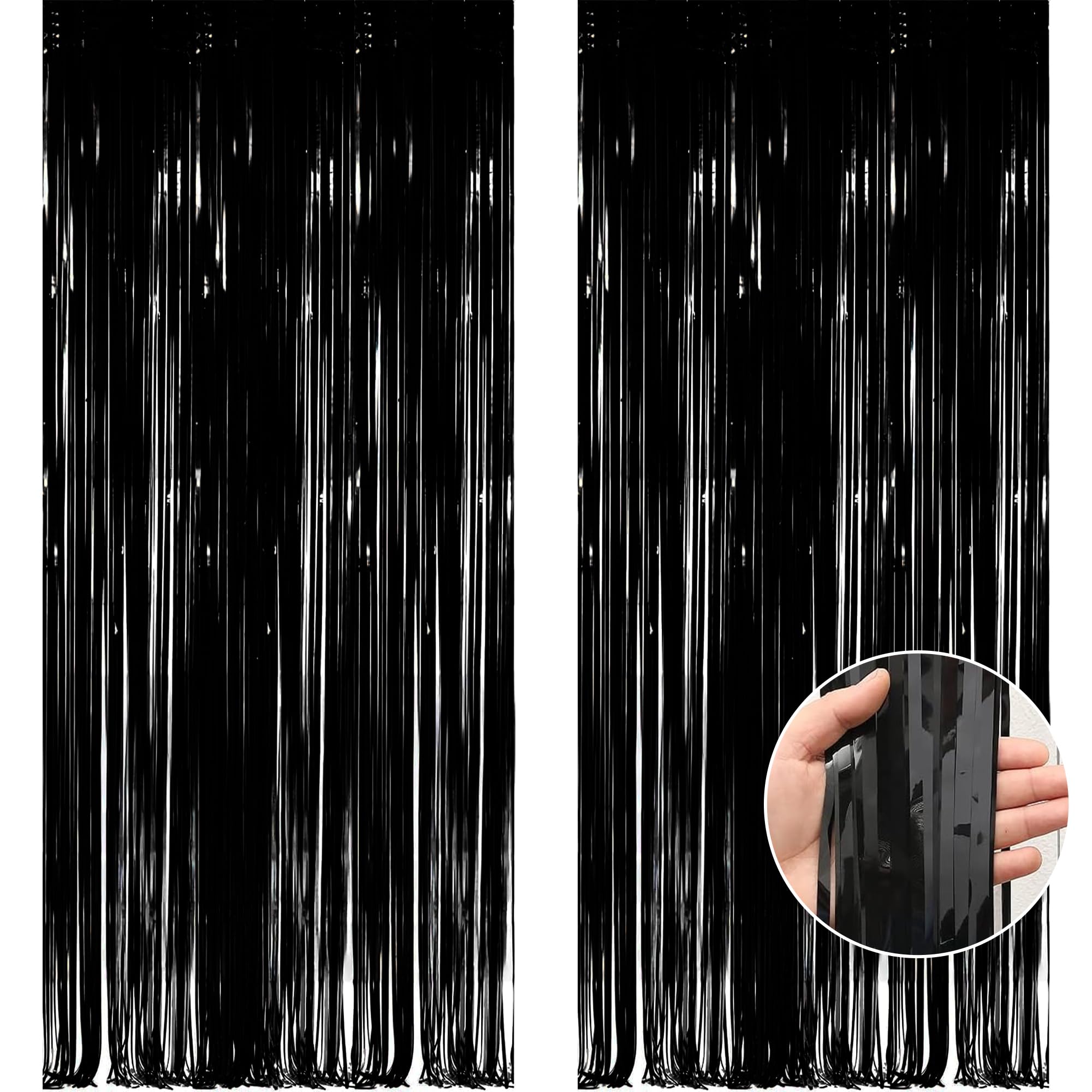 OHOME New Years Decorations 2025 New Years Eve Party Supplies Pack of 2 | Black Streamers for Black Birthday Decorations