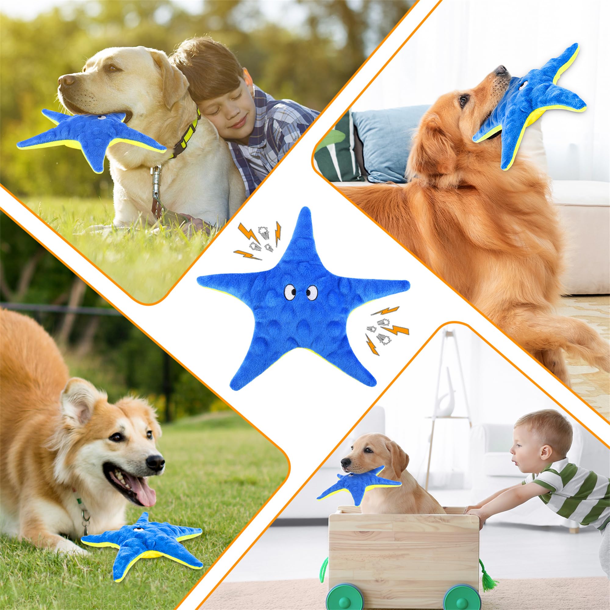 YXYANI Squeaky Dog Toys for Dogs Starfish Squeaky Dog Toys Plush Dog Toys with Soft Fabric Pet Toys for Small, Medium, and Large Dogs Puppy Toys to Keep Them Busy