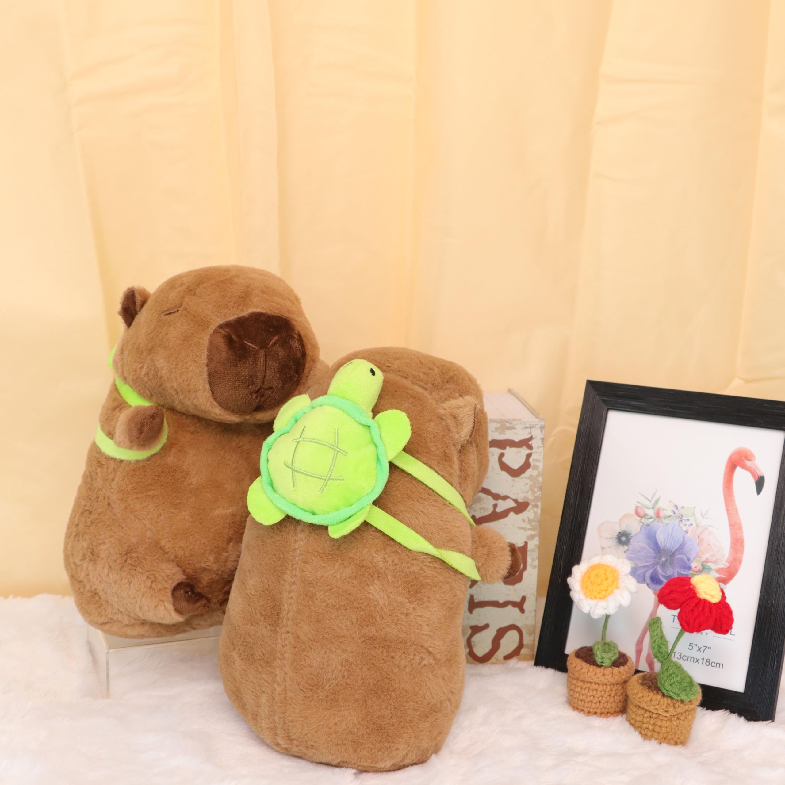 HENGSHI Cute Capybara Plush Toy,Kawaii Capybara Stuffed Animals Turtle Backpack Capybara Plush,Soft Capybara Plush Doll Pillow for Kids Boys Girls (25cm/9.8 inches)