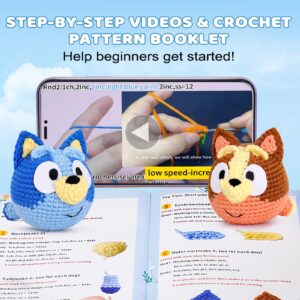 MHJJYGY Crochet Kit for Beginners, Learn to Crochet with Step-by-Step Video Tutorials, Crochet Starter Knitting Kit Set for Adults Kids