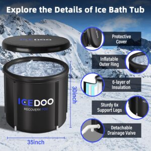 Ice Bath Tub for Athletes, 116 Gallon Portable Bathtub Adult with Cover, Cold Plunge Tub,Ice Pod Cold Plunge,Outdoor Inflatable Hot Tub Bathtub at Home for Cold Water Recovery