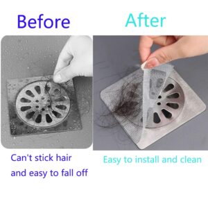 NLAIKE 50 PCS 4" X 4" Disposable Shower Drain Cover Hair Catcher, 2024 New Shower Drain Hair Catcher Mesh Stickers for Bathroom, Washbasin, Bathtub,Kitchen, Sink for Human and pet Hair