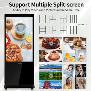 PWR4GTR 43 Inch Digital Signage, Full HD IPS Touchscreen Interactive Kiosk Indoor Advertising Display Floor Standing Android 11.0 LCD Totem with 500 Nits High Brightness, 2+32GB