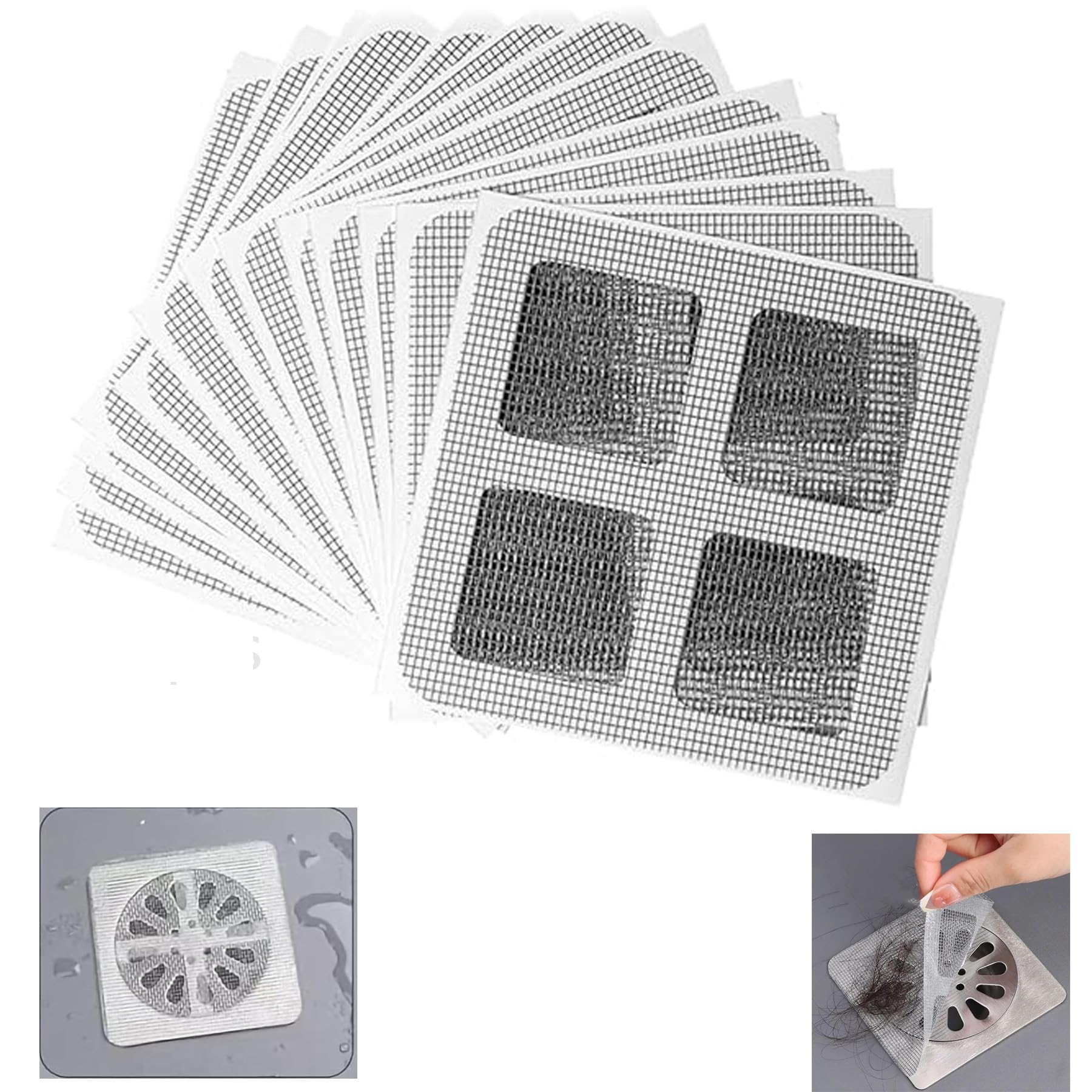 NLAIKE 50 PCS 4" X 4" Disposable Shower Drain Cover Hair Catcher, 2024 New Shower Drain Hair Catcher Mesh Stickers for Bathroom, Washbasin, Bathtub,Kitchen, Sink for Human and pet Hair